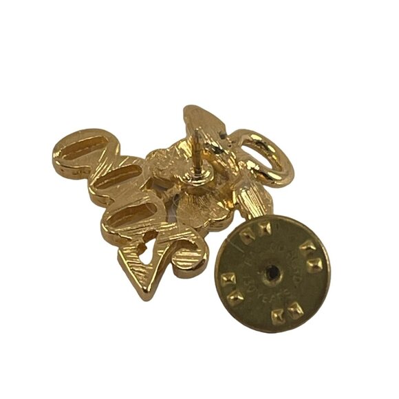 Vintage 2000 Shamrock Angel Pin Brooch Green Glitter Clover Gold-Tone Lapel Jewe - Picture 6 of 6